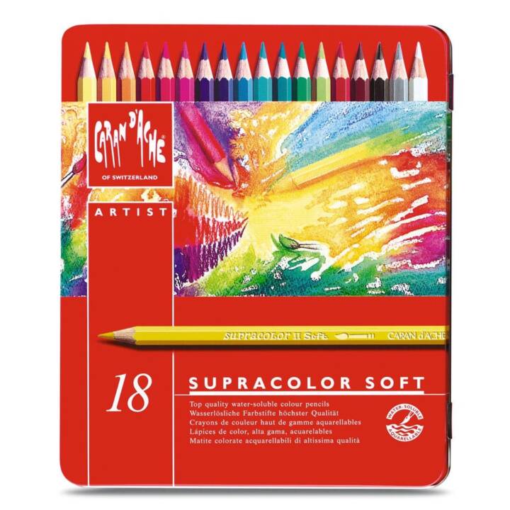 CARAN D'ACHE Crayons de couleur Supracolor (Multicolore, 18 pièce)