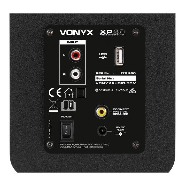 VONYX XP40 Active (80 W, Enceinte verticale, Jaune, Noir)