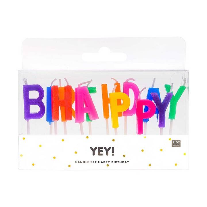 RICO DESIGN Bougie à gâteau Happy Birthday (Multicolore, 13 pièce)
