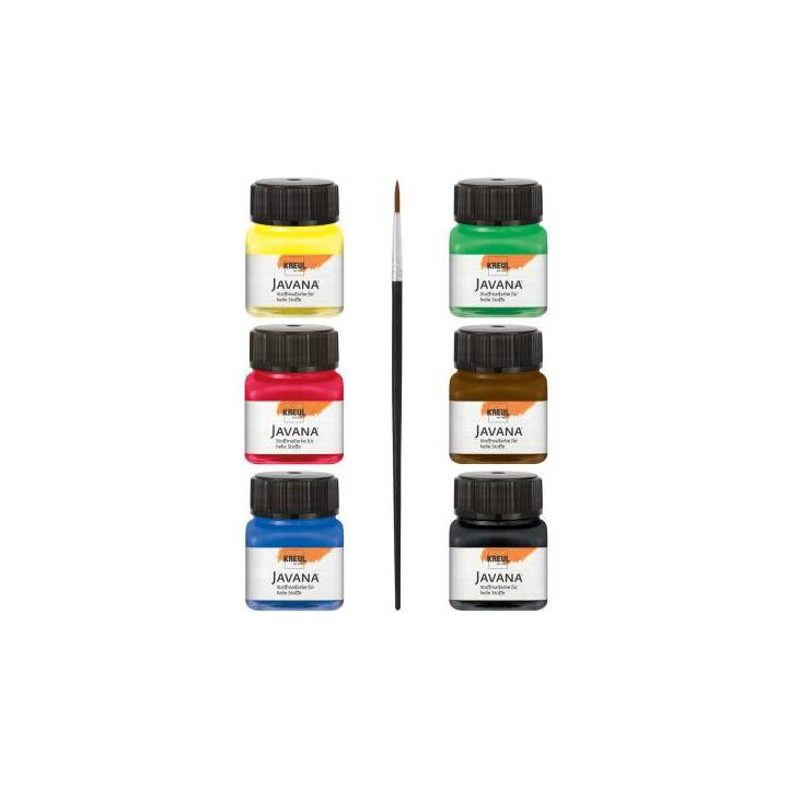 C. KREUL Colore tessile Sunny CKJ90600 Set (6 x 20 ml, Giallo, Marrone, Nero, Verde, Blu, Rosso)