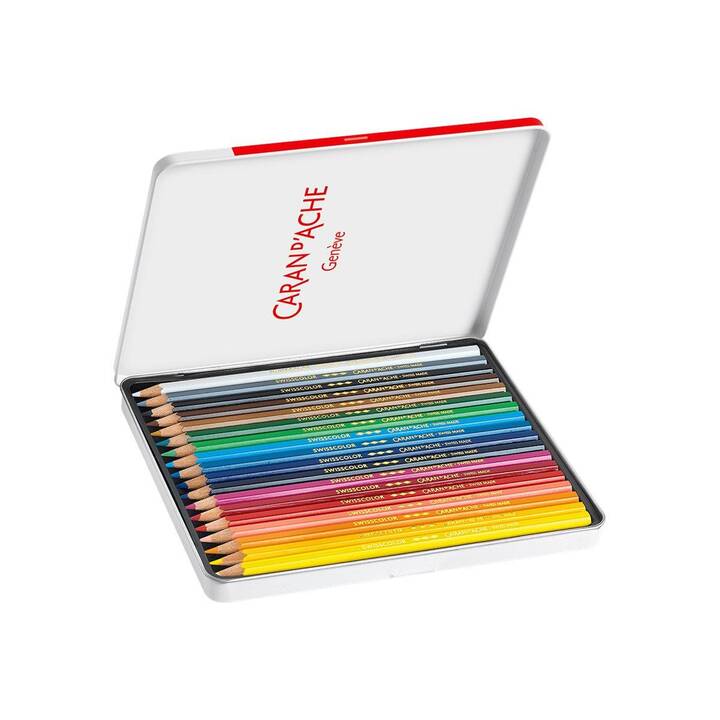 CARAN D'ACHE Crayons de couleur Swisscolor (Multicolore, 18 pièce)