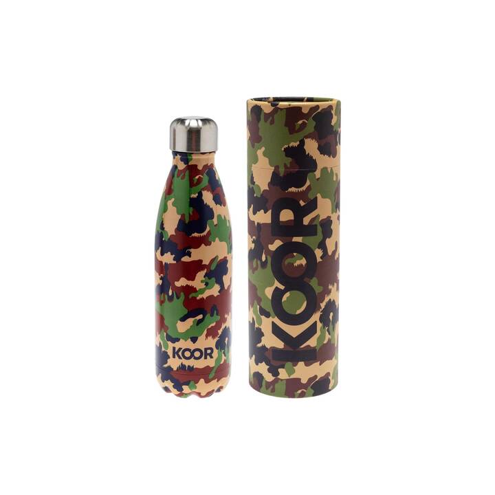 KOOR Thermo Trinkflasche Camouflage (500 ml, Karamell, Mehrfarbig)