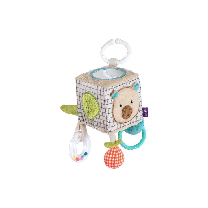 Fehn Balle En Tissu Motif Âne Et Ourson - Jouet Sensoriel Dès 0 Mois - Hochet, Coton Bio, Diamètre 11 Cm - Cadeau Naissance