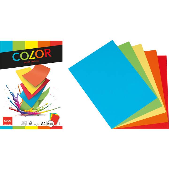 ELCO Papier couleur (200 feuille, A4, 80 g/m2)