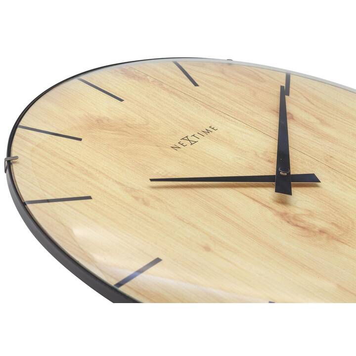 NEXTIME Edge Wood Dome Horloge murale (Analogique, 35 cm)