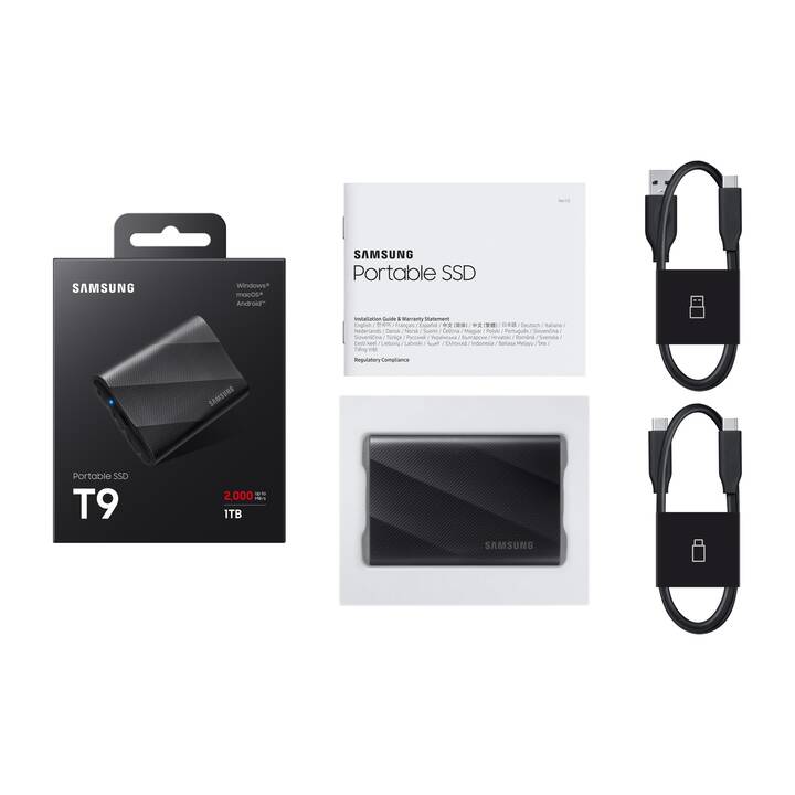 SAMSUNG SSD T9 (USB Typ-C, 1000 GB, Schwarz)