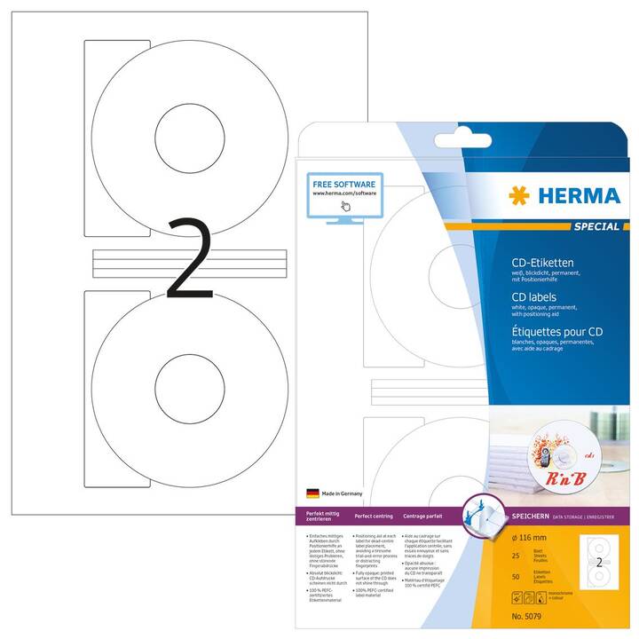 HERMA Druckeretikettenbogen (116 x 116 mm)