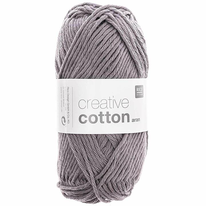 RICO DESIGN Laine Creative Cotton Aran (50 g, Gris, Gris foncé)