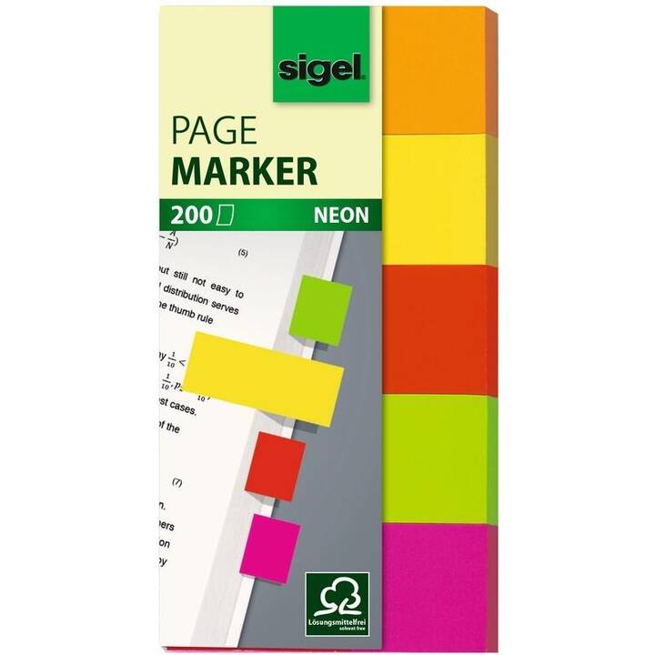 SIGEL Notes autocollantes (5 x 40 feuille, Jaune, Orange, Vert, Rouge, Pink)