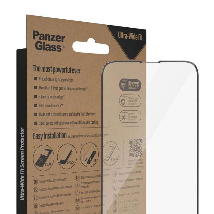 PANZERGLASS Vetro protettivo da schermo Ultra Wide Fit (iPhone 13, iPhone 14, iPhone 13 Pro, 1 pezzo)