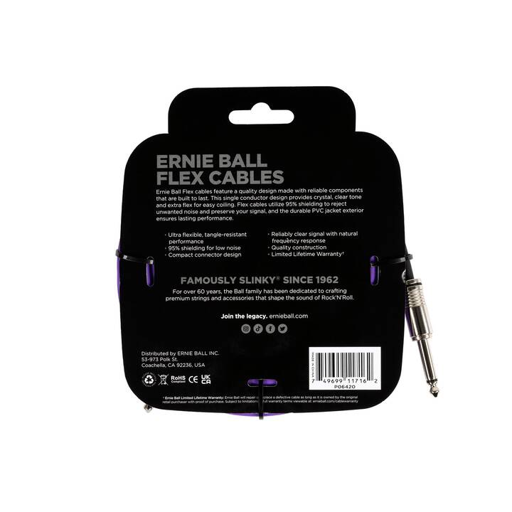 ERNIE BALL 6420 Câble de raccordement (Jack 6.35 mm, 6.09 m)