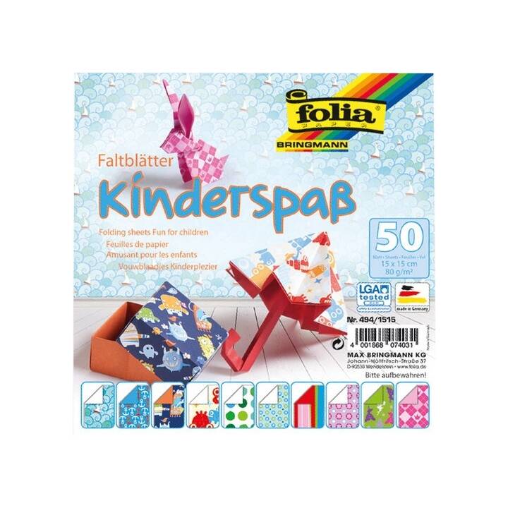 FOLIA Pliage du papier Kids (Multicolore, 50 pièce)