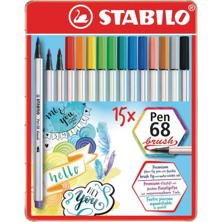 STABILO 68 Crayon feutre (Multicolore, 15 pièce)