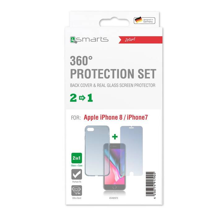 4SMARTS Custodia 360° Protection (iPhone 8, iPhone 7, Transparente)
