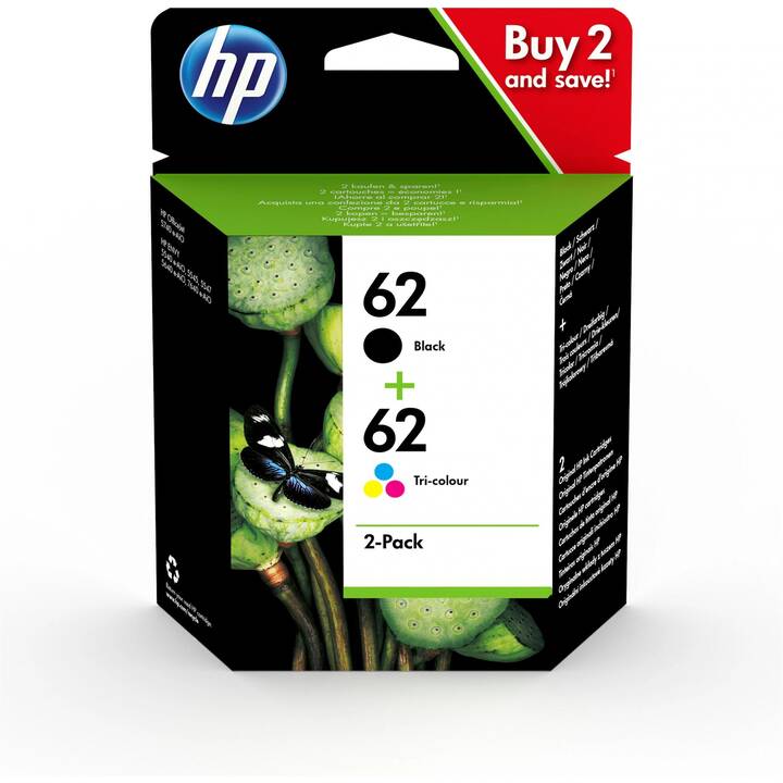 HP 62 (Jaune, Noir, Magenta, Cyan, 1 pièce)