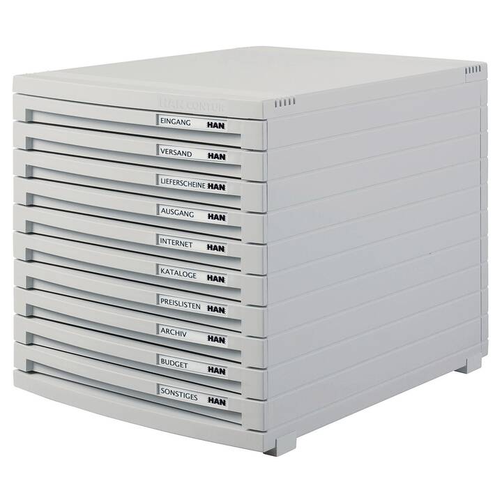 HAN Büroschubladenbox Contur (A4, 30 cm  x 38.2 cm  x 30.7 cm, Grau)