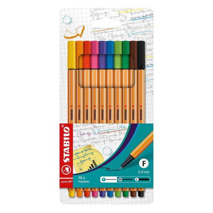 STABILO Crayon feutre (Brun, Pink, Jaune, Bleu, Mauve, Orange, Vert, Noir, Rouge, 10 pièce)