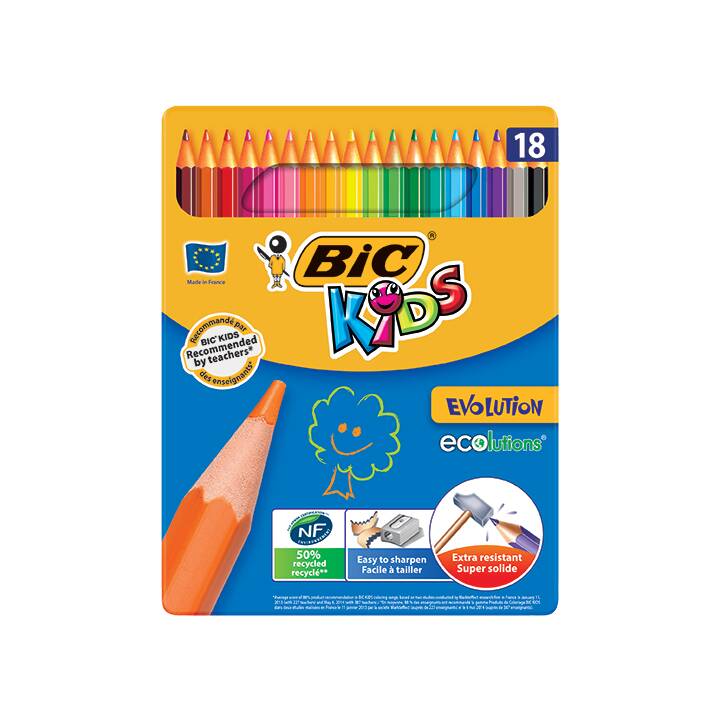 BIC Crayons de couleur (Multicolore, 18 pièce)