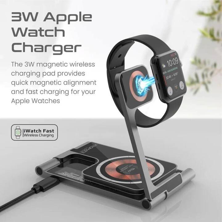 PROMATE AuraFold-Trio Wireless Charger (15 W)