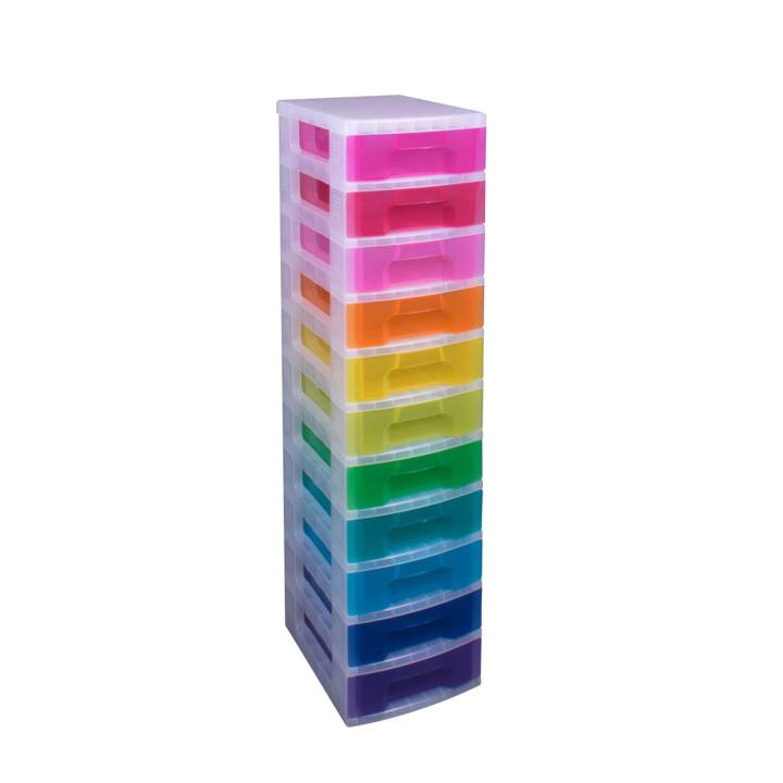 REALLY USEFUL Büroschubladenbox (43.0 cm  x 32.0 cm  x 120.0 cm, Transparent, Mehrfarbig)
