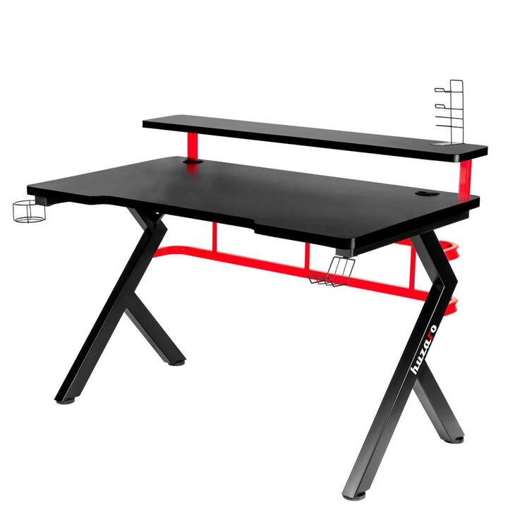 HUZARO tavolo per computer (Nero, Rosso, 116 cm x 59 cm)