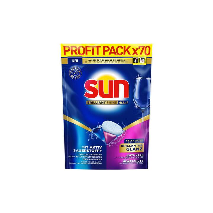 SUN Détergents pour lave-vaisselle Brilliant Shine All-in-1 (70 Tabs)