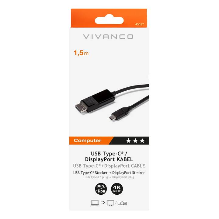 VIVANCO Verbindungskabel (USB Typ-C, DisplayPort, 1.5 m)
