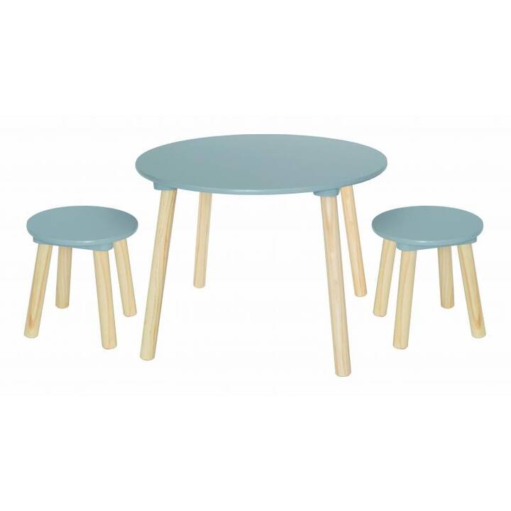 JABADABADO Set di tavoli e sedie per bambini (Natura, Blu)