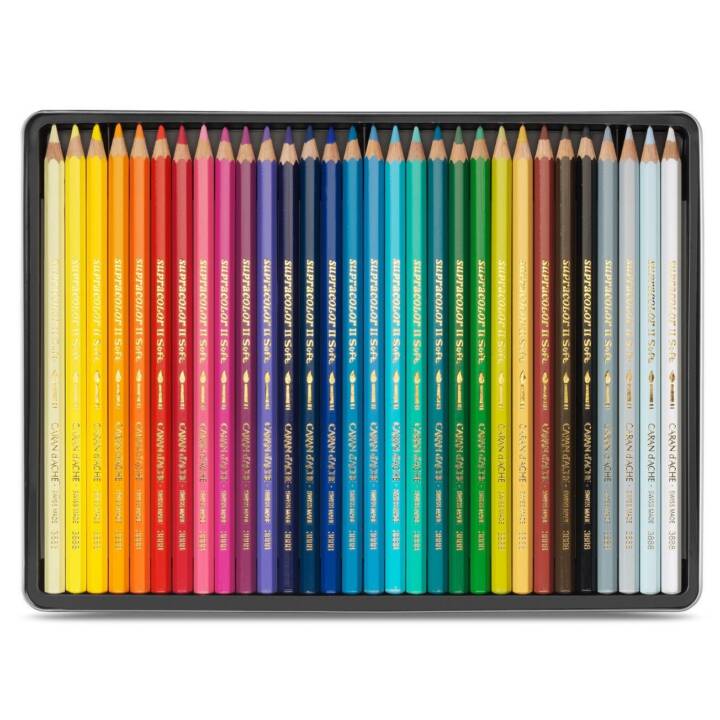 CARAN D'ACHE Crayons de couleur aquarellables Supracolor (Multicolore, 30 pièce)
