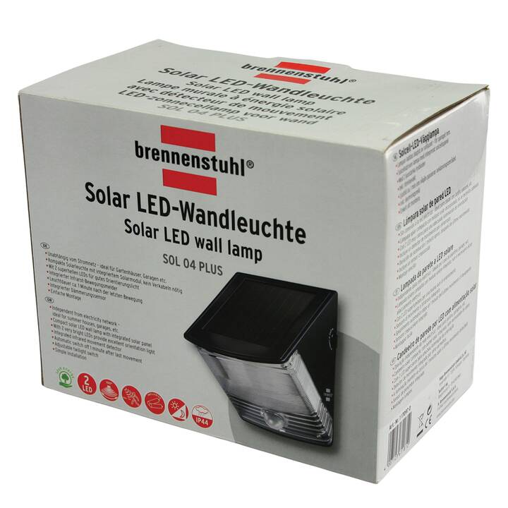 BRENNENSTUHL Applique SOL 04 Plus B Solar (1 W, Noir)
