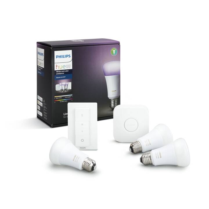 PHILIPS HUE Ampoule LED Starterset White & Color (E27, ZigBee, 9.5 W)