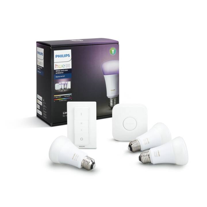 PHILIPS HUE LED Birne Starterset White & Color (E27, ZigBee, 9.5 W)