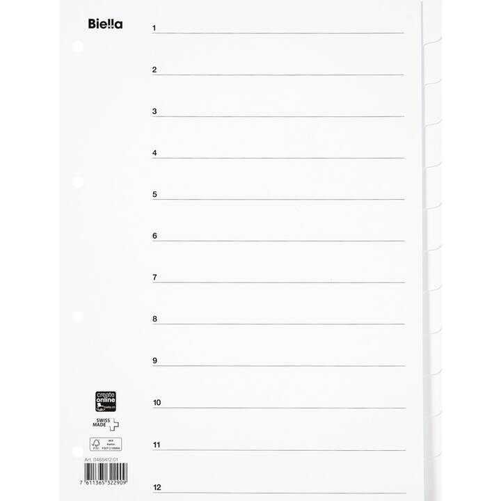 BIELLA Register (12 x A4, Nummerisch)
