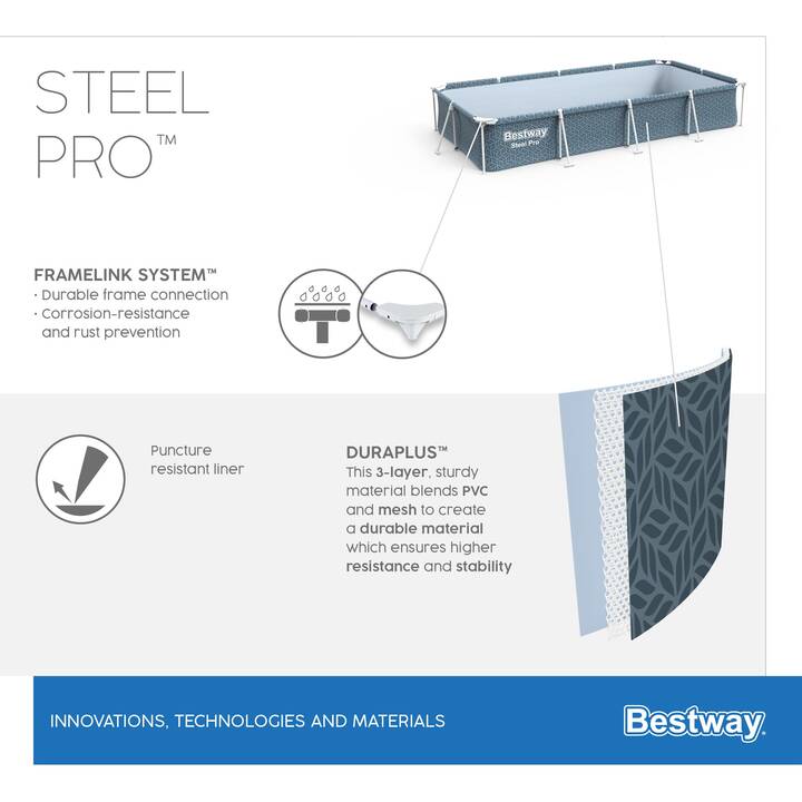 BESTWAY Stahlrohrpool (366 cm x 201 cm x 66 cm)