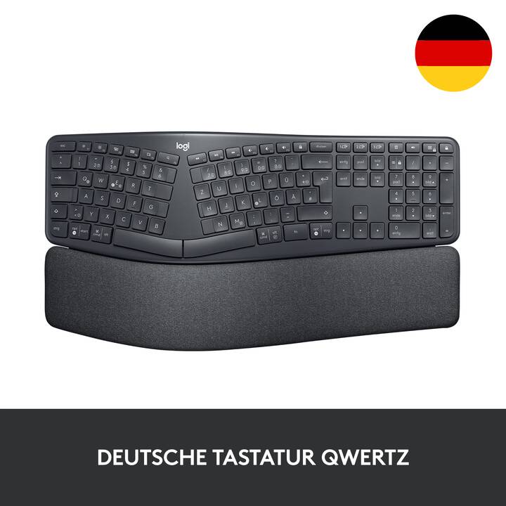 LOGITECH Ergo K860 (USB, Bluetooth, Suisse, Sans fil)