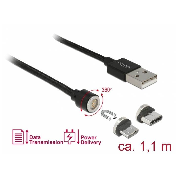 DELOCK USB-Kabel (Micro USB 2.0 Typ-B, USB 2.0 Typ-A, 110 cm)