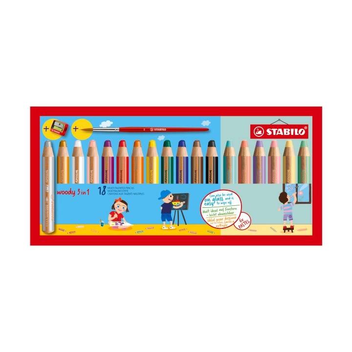 STABILO Crayons de couleur woody 3in1 880/18-4 (18 pièce)