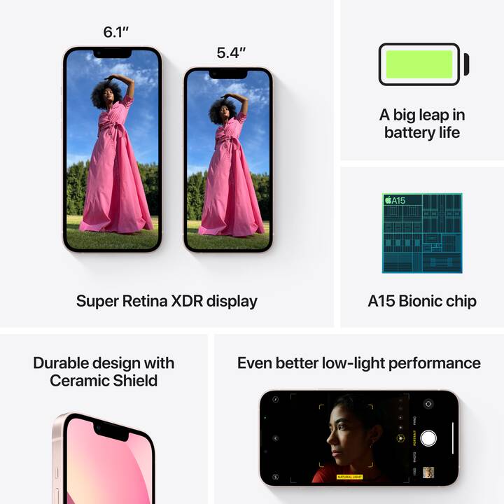 APPLE iPhone 13 (5G, 256 GB, 6.1", 12 MP, Rosa)