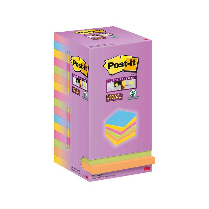 POST-IT Haftnotizen Super Sticky Tower (16 x 90 Blatt, Mehrfarbig)