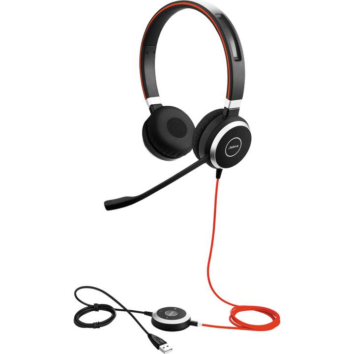 JABRA Office Headset Evolve 40 Duo MS (On-Ear, Kabel, Schwarz, Grau)