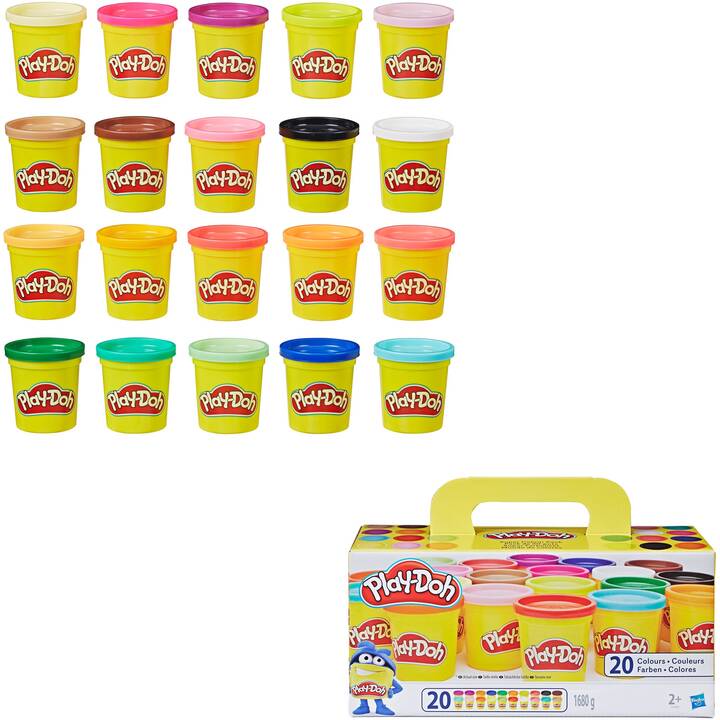 HASBRO INTERACTIVE Pâte pour enfants Super (20x, Brun, Pink, Jaune, Bleu, Mauve, Orange, Vert, Blanc, Noir, Rouge)