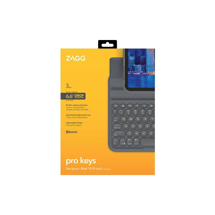 ZAGG Pro Keys Type Cover / Tablet Tastatur (10.9", iPad Gen. 10 2022, Schwarz)