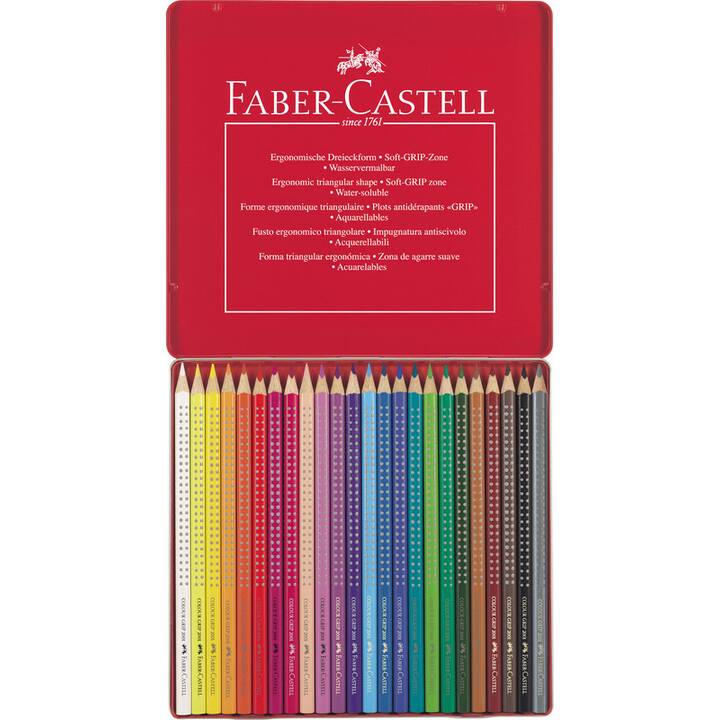 FABER-CASTELL Farbstift Colour Grip (Mehrfarbig, 24 Stück)