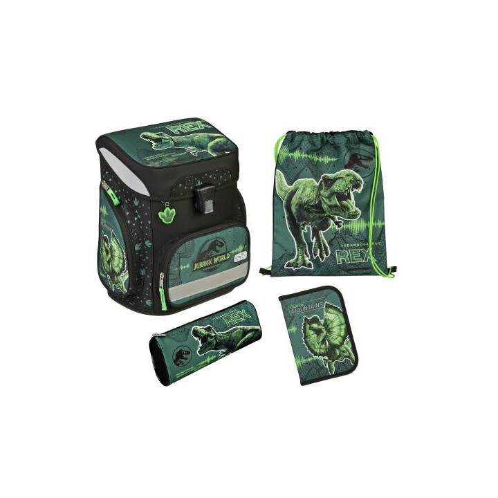 SCOOLI Jeu de sacoches EasyFit Jurassic World (18 l, Noir, Vert)