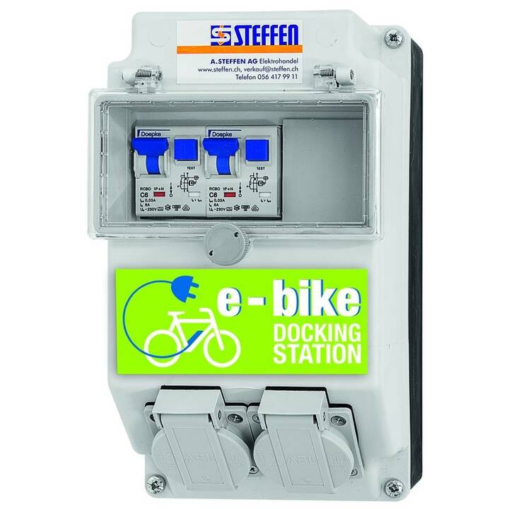 STEFFEN  Distributore di energia per edifici E-Bike (T13 / CH, Tipo J, Grigio, Verde)