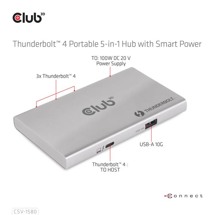 CLUB 3D  (5 Ports, USB Typ-C, USB Typ-A)