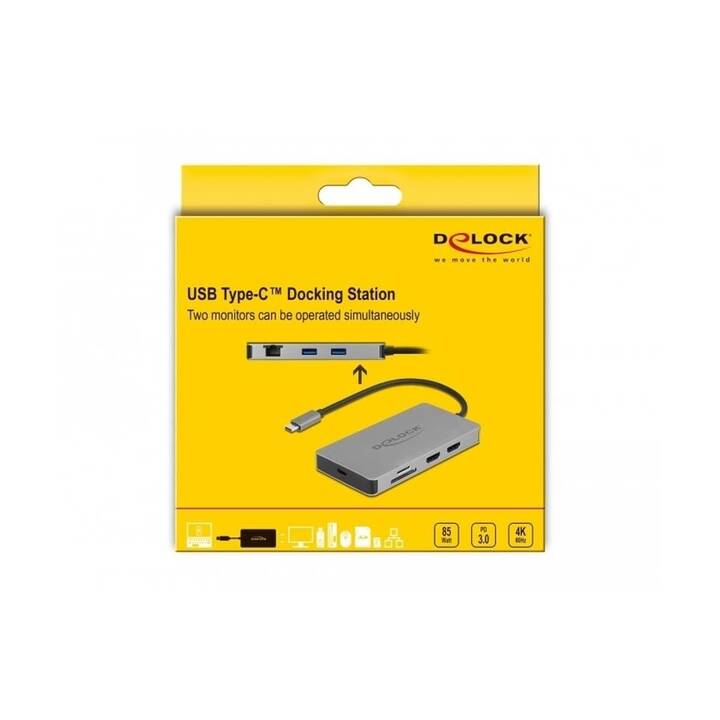 DELOCK Stazione d'aggancio 87004  (HDMI, 2 x DisplayPort, 2 x USB 3.0 di tipo A, RJ-45 (LAN), USB di tipo C)