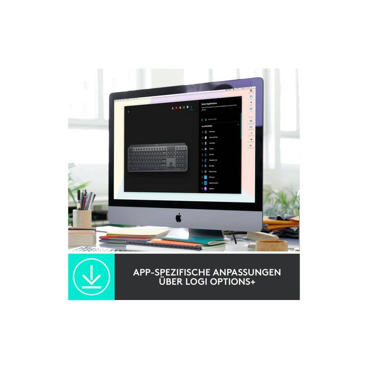 LOGITECH MX Keys Combo (Bluetooth, USB, Schweiz, Kabellos)