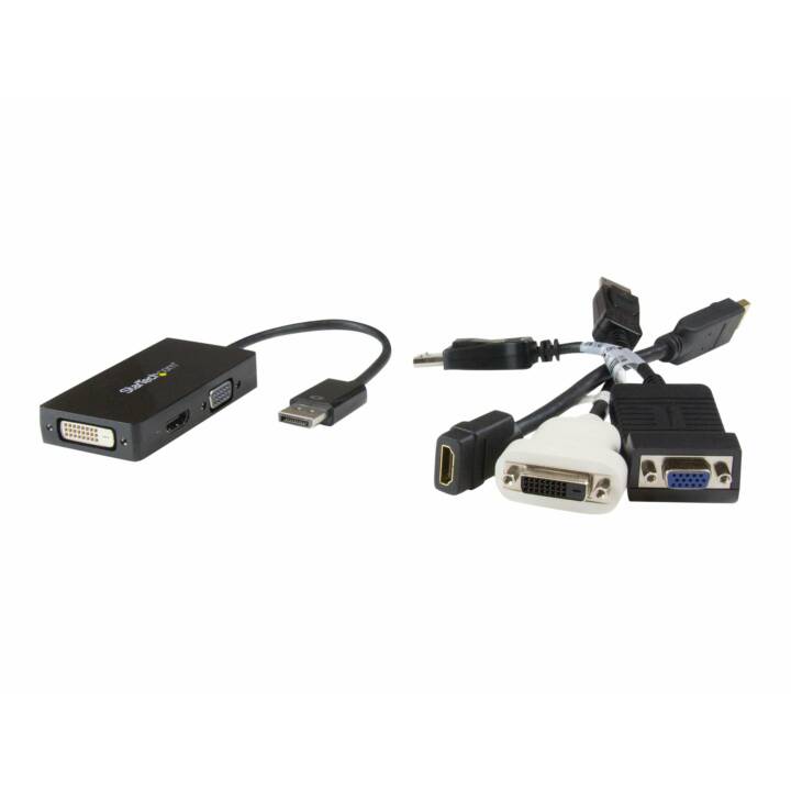 STARTECH.COM 3-in1 DispalyPort auf HDMI / DVI / VGA Adapter / Konverter - Schwarz - Videokonverter - Schwarz