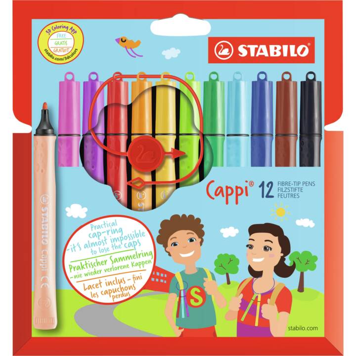 STABILO Cappi Pennarello (Multicolore, 12 pezzo)